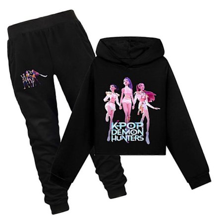 Piger K-Pop Demon Hunters Hættetrøjer Børn Sweatshirt Pullover Toppe Bukser Sæt 03 _b