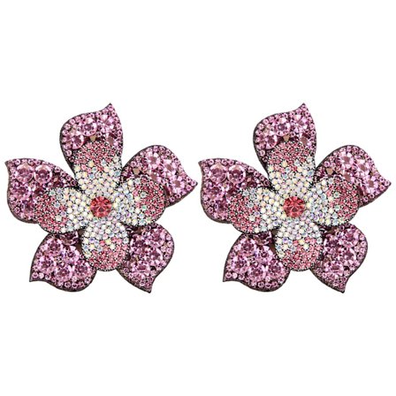 2 stk. Krystall Diamant Blomster Applikasjoner Klistremerker for Klær Sko Dekor DIY Tilbehør Rosa