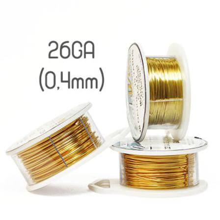 Non-tarnish Gold Wire, 26ga (0,4mm Grov), Guld/ljusguld Nyans