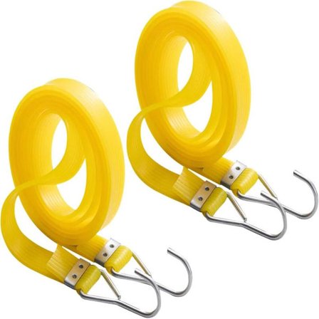 2 stk. flate elastiske snorer - Strikker med kroker - Strikk egnet for camping, motorsykler, sykler, bagasjehyller og annen lastbinding