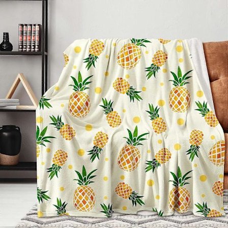 Söt Ananas Filt Tecknad Pläd Filt för Soffa, Supermjuk Plysch Fleece Filt Lätt Flanell Filt, Dekorativa Luddiga Överkast för Alla S yx