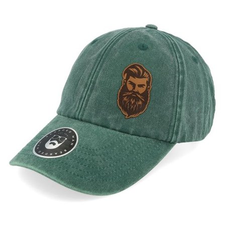 Bearded Man - Grön unconstructed Keps - Tough Beard Vintage Washed Bottle Green Dad Cap @ Hatstore