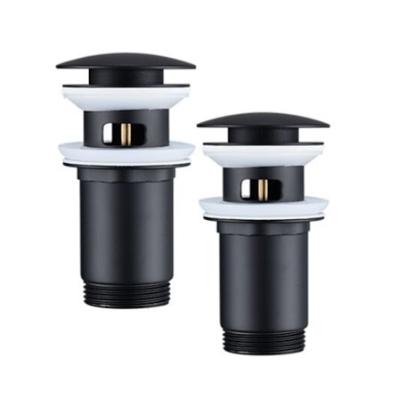 Pop-up med overløp Automatisk universell avløp for servant badekar bad utstyrt filterkurv - 2 stk. svart vask plugg