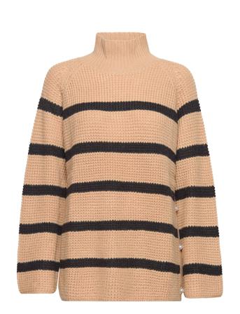 Talna Stripes Pullover Striktrøje Beige Custommade