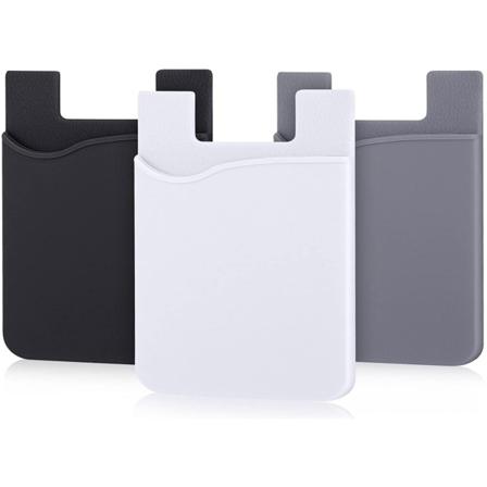 3x Silikonkortholder / lommebok universal Sort Black one size