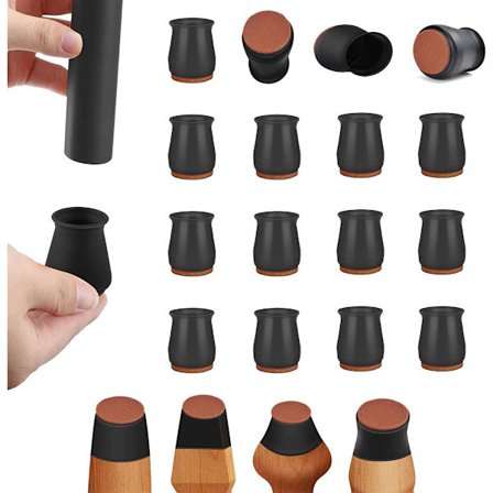 Kød Fodbeskytter, Silikone Kød Benbeskytter med Filtpuder 16 Stykker Sort Kød Benbeskytter Forhindrer Ridser og Støj 33-45mm