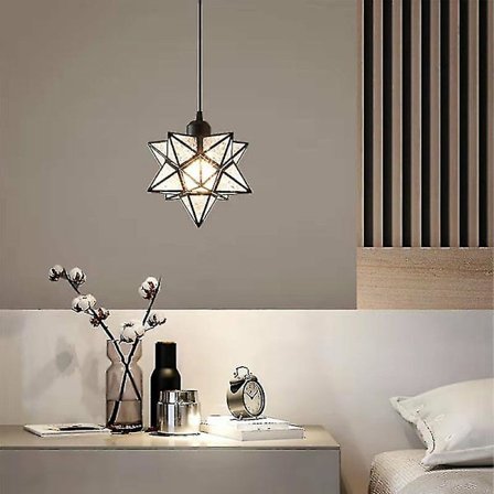 Moderne Moravisk Stjerne Lysekrone Transparent Hængende Stjernelampe Varm Lys (sort) -JRzd