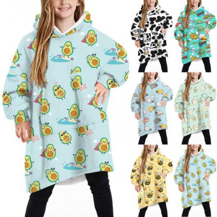 Barn Flickor Fluffly Filt Hoodie Toddler Vintervärmare Ytterkläder