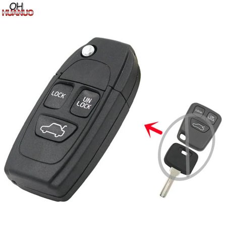Modifierat 3-knapps Flip Fällbart Fjärrnyckelskal Nyckelfodral Uppgradering För Volvo C70 S40 S60 S70 S80 S90 V40 V70 V90 XC70 XC90