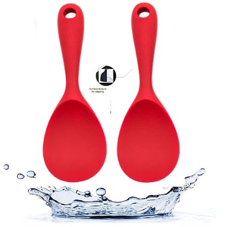 Risskje 2-pakning, non-stick varmebestandig husholdningskokespatel skje kjøkkenutstyr. (rød)