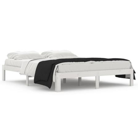 Vidaxl Sängram Vit Massivt Trä 150x200 Cm 5ft Vit