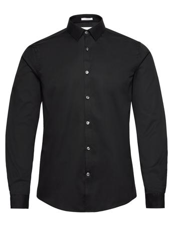 Plain Twill Stretch Shirt L/S Skjorte Business Svart Lindbergh
