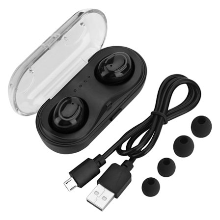 Mini Bluetooth-headset Tvillingar True Wireless Stereo-hörlurar In-Ear-hörlurar med mikrofon Svart