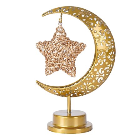 Bordlampe Månelampe Jern Åpent Mønster LED Hengende Måneform Dekorativt Nattlys Kurvstjerner