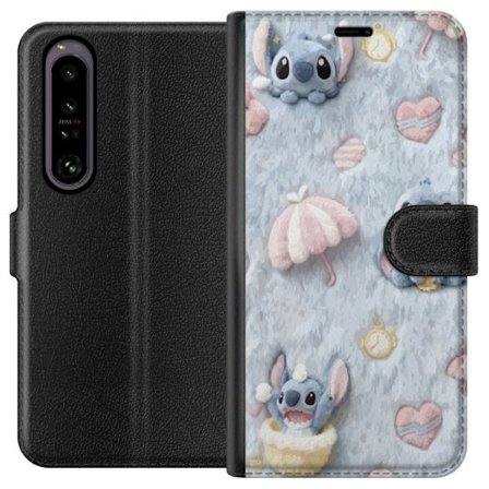 Kompatibelt Lommeboketui til Sony Xperia 1 IV Broder mønster med hjerter, paraplyer og pastellfarget myk bakgrunn