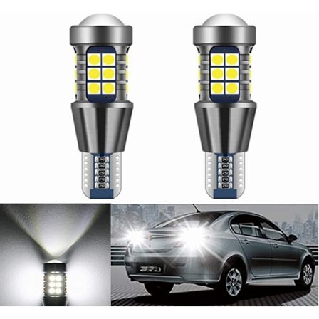 T15 W16W 12V-24V LED-pære til bil 921 912, 800Lm hvid 6500K til bil LED-parkerings- og baklys (2-pak)