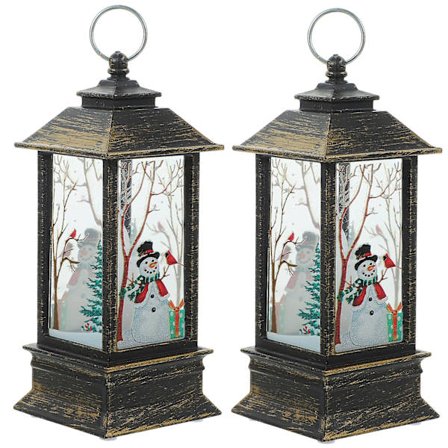 2-pak juletema lanterne natlys skrivebords soveværelse dekoration LED lys (snemand) (størrelse 1, som vist på billedet)