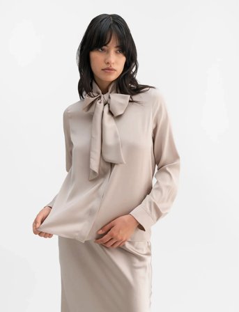 Ahlvar Gallery Miki Silk Blouse - Beige - XS