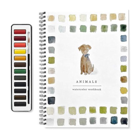 Akvarellarbeidsbok 12 farger Fugler Blomster Dyr Barn Akvarell Malebok Kunst Håndverk Maleri{hw}