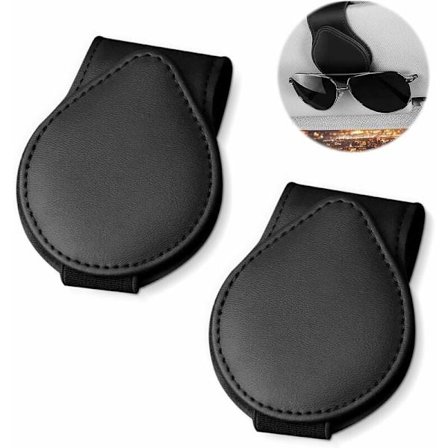 Bilbrilleramme, Bil læderlinseramme, Bil solskærm linseramme, 2 stk. (Sort)