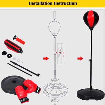 Justerbar høyde Boksesekk Boksing Sportssett Kampspill Med Hansker