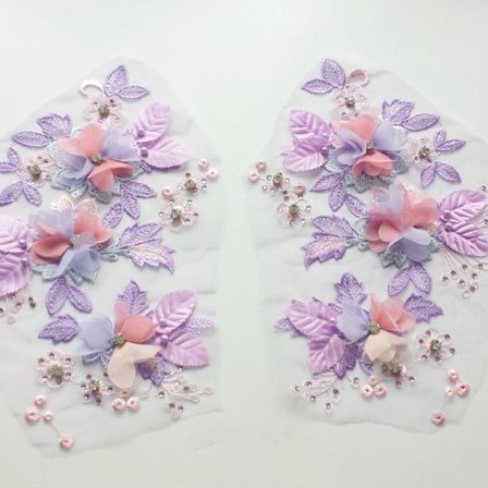 1 par Broderi Spets Spets Tyg LILA purple