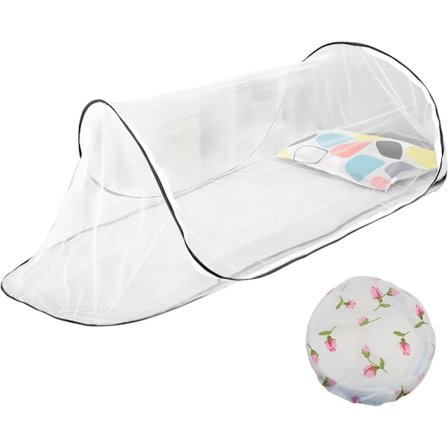 Hyttysverkkoteltta, kokoontaitettava hyttysverkko yhden hengen sänkyyn vetoketjulla, ponnahdusikkuna-hyttysverkkoteltta, asennusta ei tarvita, 