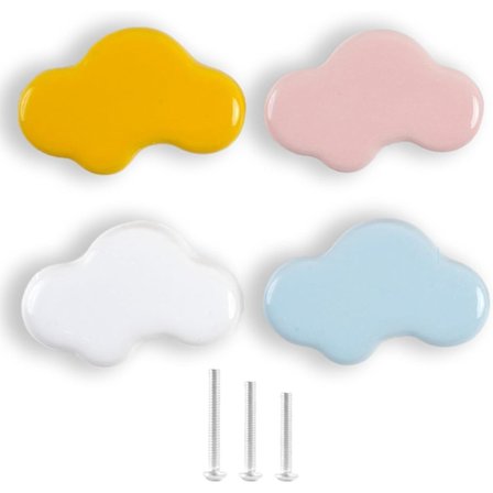 wxsp - 4-delt Farverige Skyformede Møbelgreb - Keramik - Til Børn