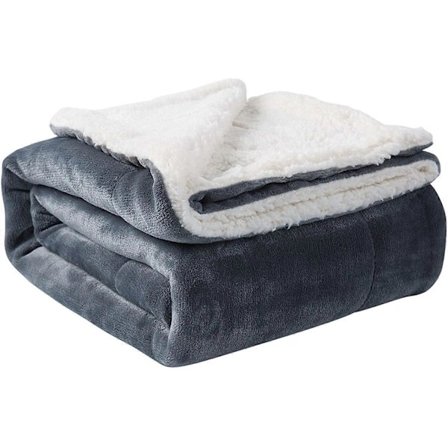 Teppe, enkeltseng, varmt sengeteppe for vinteren, koselig, mykt, lodden sofakast, flanellfleece (grå, enkel størrelse 152 x 203 cm)