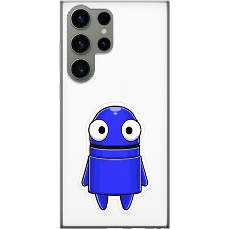 Kompatibel Mobilcover til Samsung Samsung Galaxy S23 Ultra Blå tegnet karakter med store øjne og et venligt udtryk i minimalistisk design