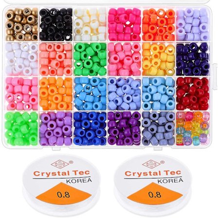 Ponnyperler for armbåndlaging 24 farger plastperler for DIY armbånd