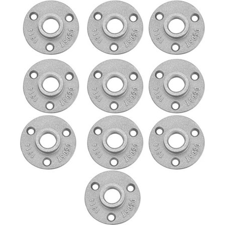 【xj】Flange med gevind 10 stk., gulvbeslag, rørklemmer i smedejern, beslag til hylder i støbejern, rør, hane