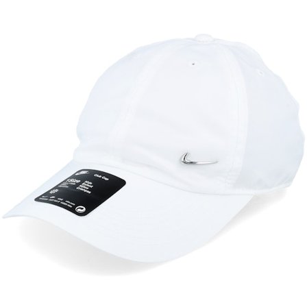 Nike - Weiss Unconstructed Cap - Kids Dri-Fit Club Cap Metalswoosh White Dad Cap @ Hatstore