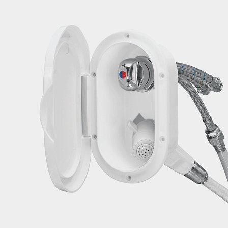 Shower boat / recessed shower with mixer Nuova Rade, vertical / horizontal installation, with 3 meter hose, plastic lid, white