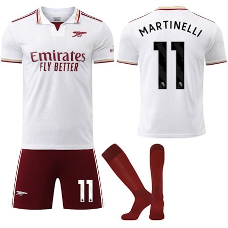 25-26 Arsenal F.C. Bortedrakt Hvit NO.11 Martinelli Trøyer Barn Voksen Fotballutstyr Med Sokker