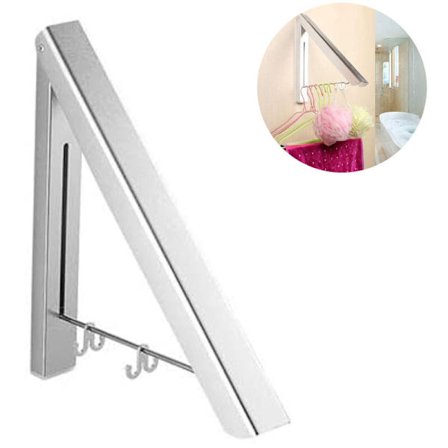 Sisäänvedettävä vaateteline kotiin – seinään kiinnitettävä taitettava vaateteline pyykkikaapin säilytykseen, alumiinia, helppo asennus