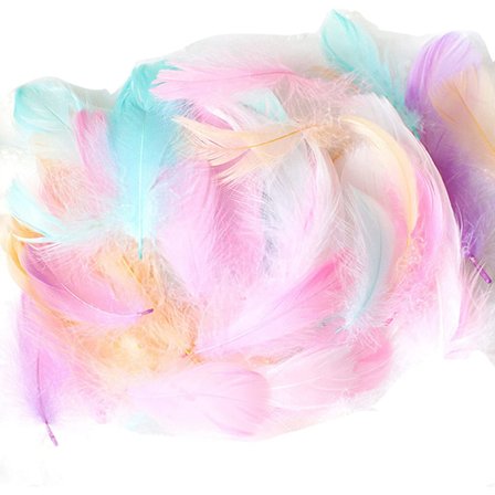 100 stk. farvede fjer, 10-15 cm bløde naturlige gåsefjer