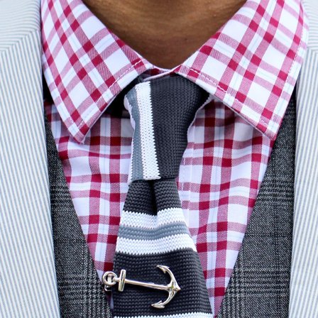 Cravatta lavorata a maglia a righe blu per uomini - Cravatte strette