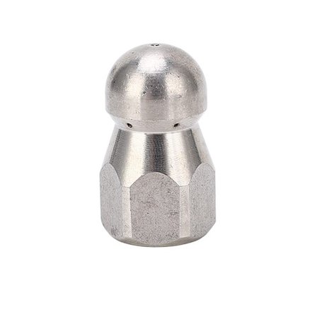 5000PSI Højtryksvaskerdyse Rør Muddring Rengøringsdyse Rustfrit Stål Jetter Dyse Kuglehoved Foran 1 Bag 6 Hull G1/4in