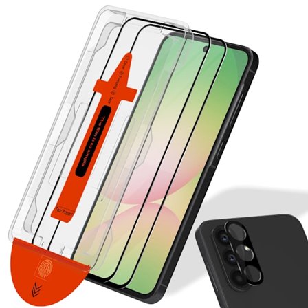 2-PACK Samsung A56 Näytönsuoja & 1-PACK linssinsuoja - Karkaistu Lasi | [Automaattinen Asennus] - Kuplaton