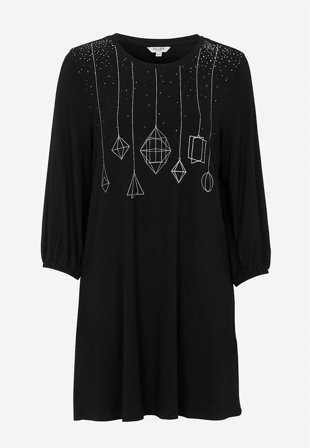 Cellbes of Sweden - Jerseytunika med julemotiv i sort til damer i størrelse 42/44