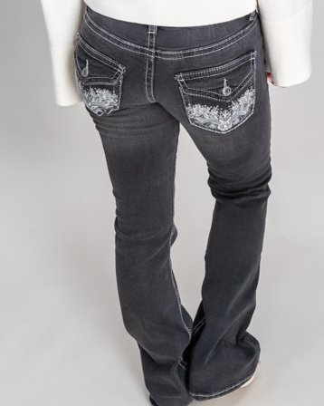 Gina Tricot Young Decorated low flare jeans Svart Jeans Tjej - Kids Brand Store