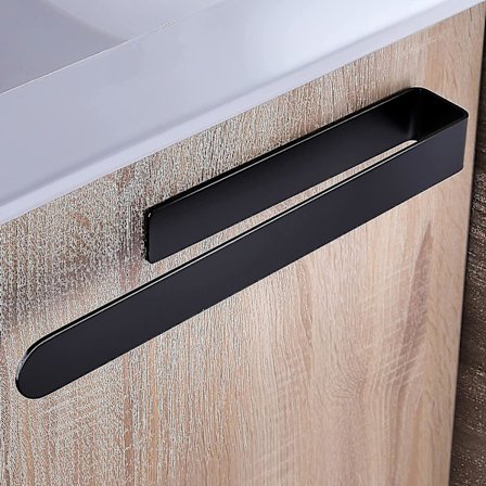 Handduksstång för badrum Svart Rostfritt Stål Handduksstång Lim Handdukshållare, 37cm