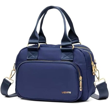 Skuldertasker til kvinder, vandtætte multi-lommepunge og crossbody-tasker, multifunktionel letvægtstaske i nylon oxford med høj densitet (blå)