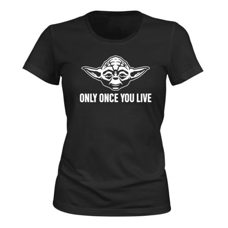 Yoda Only Once You Live - T-SHIRT - DAME svart XL
