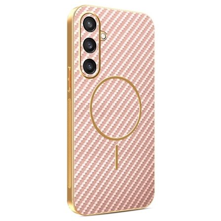 Mobilskal till Samsung Galaxy S26 Kolfiber Texturerad TPU - Rosa