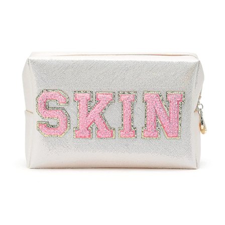 Preppy Patch Hud Varsity Brev Kosmetik Taske PU Læder Por