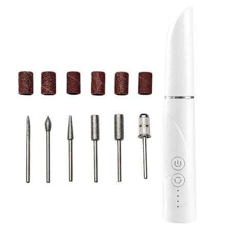 Ny Elektrisk Nagelförbättrings Mini-Slipmaskin USB-Laddning Bärbar Direktreparatör Med 6 Ersättningshuvuden