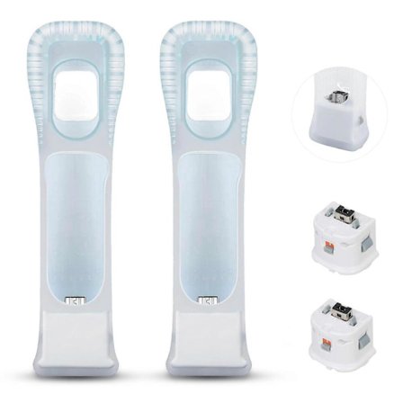 Motion Plus Adapter Sensor med Silikonfodral för Nintendo Wii Fjärrkontroll, 2-Pack, Vit, Kompatibel med MotionPlus
