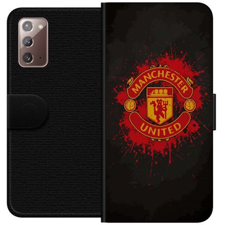 Kompatibelt Lommeboketui til Samsung Samsung Galaxy Note20 Manchester United logo i rød og gul farge med røff sportslig bakgrunn
